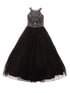 Girls Dazzling Halter Beaded Tulle Special Occasion Dress 4-16 - SophiasStyle.com